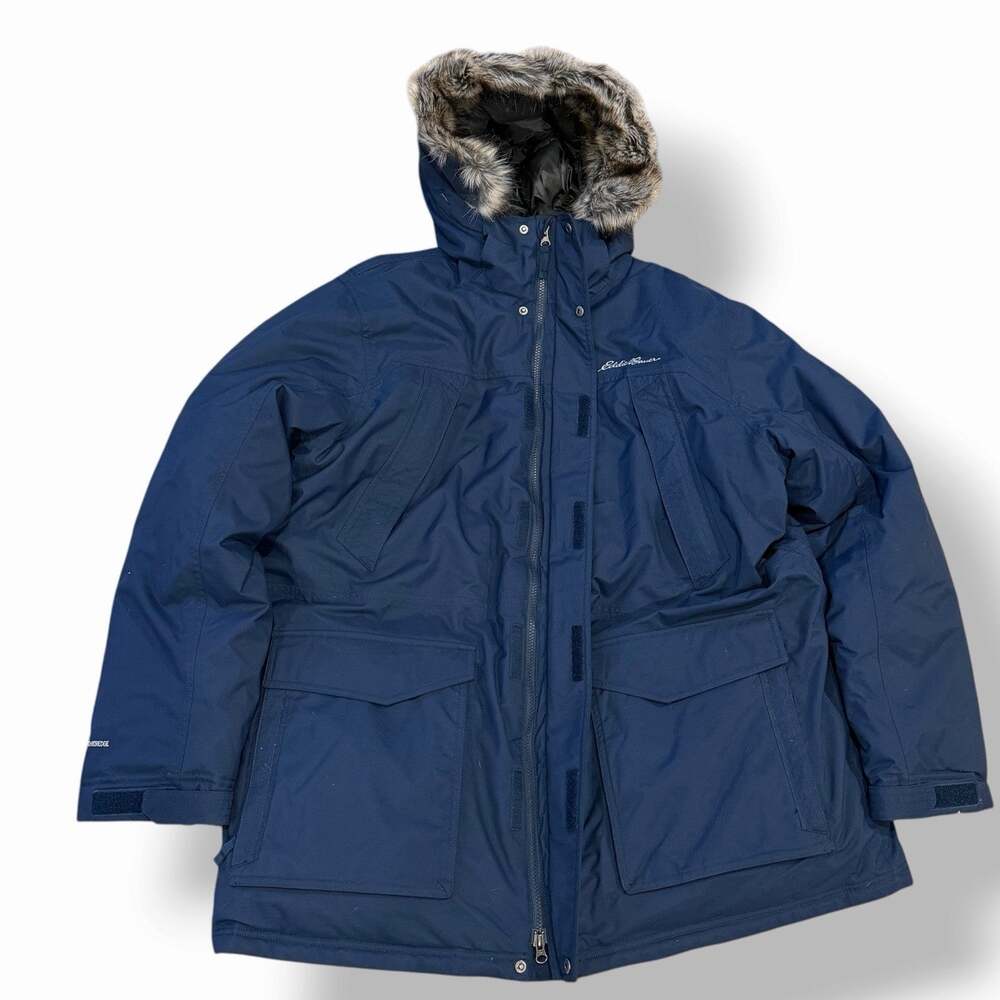 EDDIE BAUER New $329 Mens XXL 650 Down Insulated Parka Coat Waterproof Hood Blue